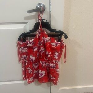Red Floral Halter Top
